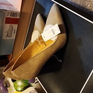 New York & Company Faux Suede Casual Work Business High Block Heel Shoes